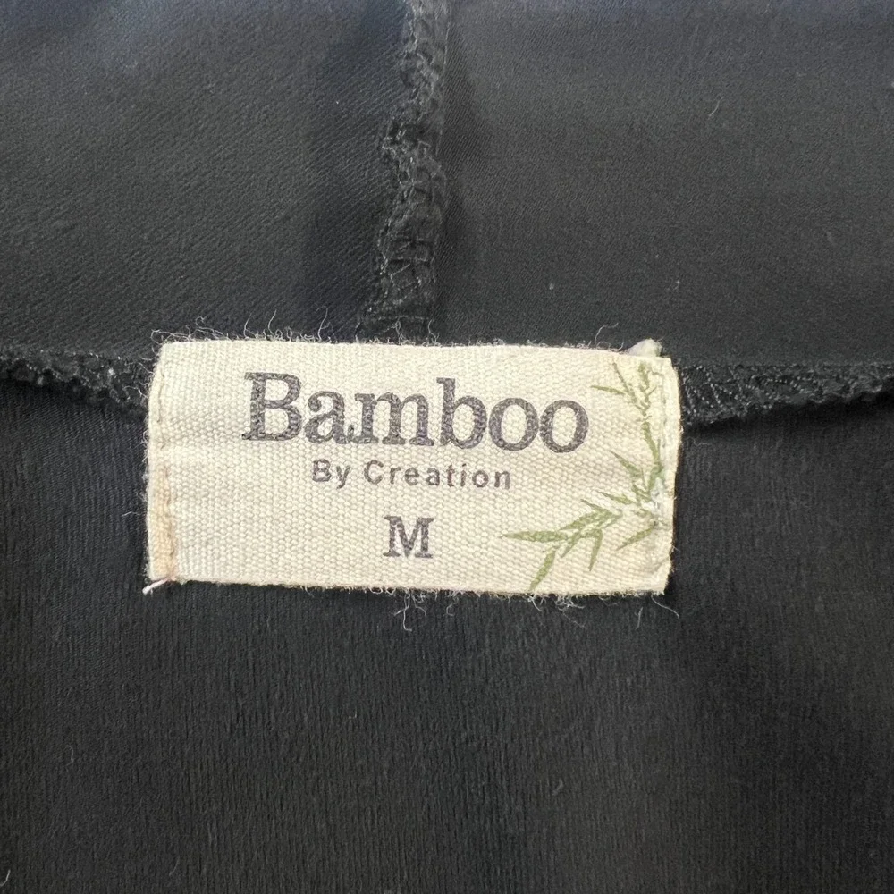 Bamboo by Creation Cardigan Topper Womens Medium Black Draped Open‎ 3/4 Sleeve M